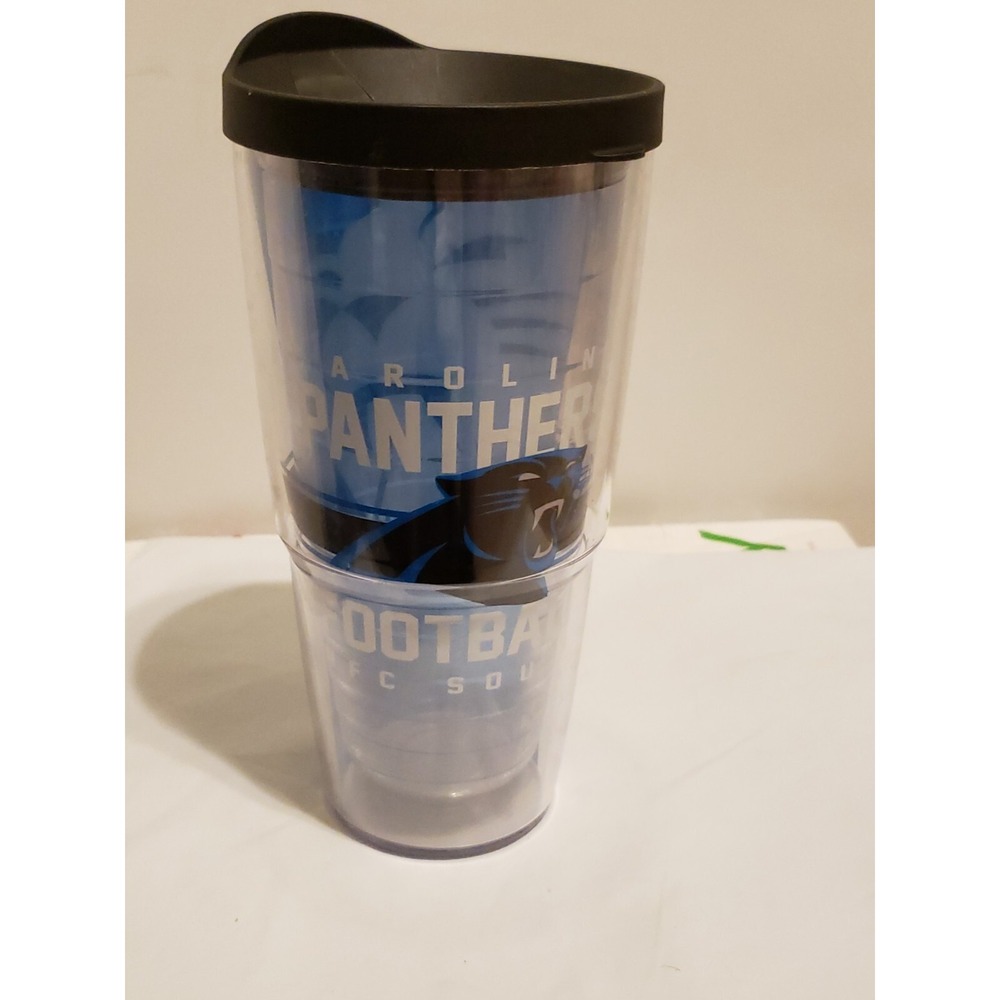 CAROLINA PANTHERS, 24oz DOUBLE WALL,‎ TUMBLER FROM TERVIS  WITH LID INCLUDED
